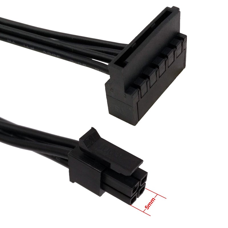 COMeap (2-Pack) SATA Power Cable for Lenovo Motherboard, ATX Mini 4 Pin to 2X Right-Angle SATA Hard Drive HDD Adapter 17.7-inch(45cm) - Image 1